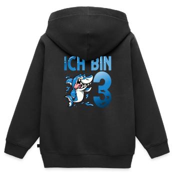 Ich bin schon 3. Kindergeburtstag Hai - Kinder Premium Organic Zip Hoodie - Schwarz - Hinten - AI Model Kid Male (0cm)