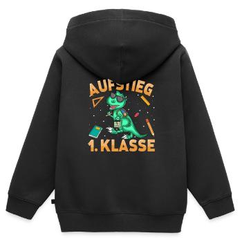 Aufstieg 1. Klass Dinosaurier Schulkind Schulstart - Kinder Premium Organic Zip Hoodie - Schwarz - Hinten - AI Model Kid Male (0cm)