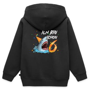 Ich bin schon 6. Kindergeburtstag Hai - Kinder Premium Organic Zip Hoodie - Schwarz - Hinten - AI Model Kid Male (0cm)