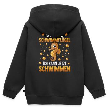 Seepferdchen Abzeichen Seepferdchen bestanden - Kinder Premium Organic Zip Hoodie - Schwarz - Hinten - AI Model Kid Male (0cm)