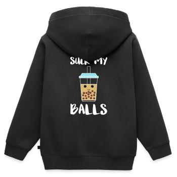 Suck My Balls Boba Tea Bubble Tee - Sweat Premium à capuche zippé enfant bio - noir - Dos - AI Model Kid Male (0cm)