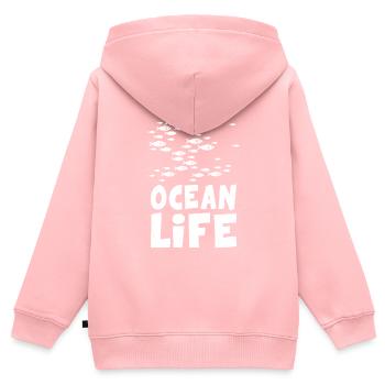 Bancs de poissons Vie Protection de l’environnement Planète Océan Mer - Sweat Premium à capuche zippé enfant bio - rose - Dos - AI Model Kid Female (0cm)
