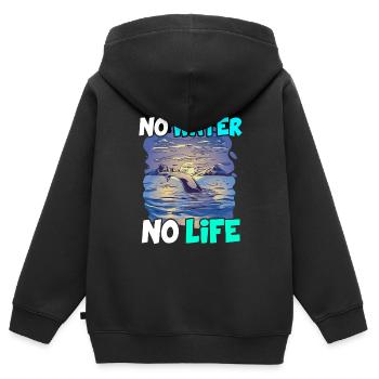 Pas d’eau pas de vie Protection de l’environnement Planète Océan Mer - Sweat Premium à capuche zippé enfant bio - noir - Dos - AI Model Kid Male (0cm)