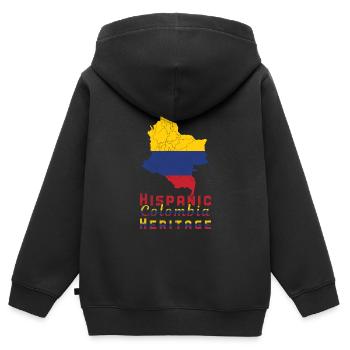 Mois du patrimoine hispanique colombien de Colombie - Sweat Premium à capuche zippé enfant bio - noir - Dos - AI Model Kid Male (0cm)