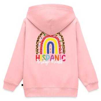 Drapeaux espagnols arc-en-ciel Mois du patrimoine hispanique - Sweat Premium à capuche zippé enfant bio - rose - Dos - AI Model Kid Female (0cm)