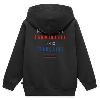un mec pas chiant n est pas un vrai mec 40 - Sweat Premium à capuche zippé enfant bio - noir - Dos - AI Model Kid Male (0cm)