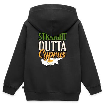 Chypre - Sweat Premium à capuche zippé enfant bio - noir - Dos - AI Model Kid Male (0cm)