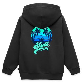 Sylt - Kinder Premium Organic Zip Hoodie - Schwarz - Hinten - AI Model Kid Male (0cm)