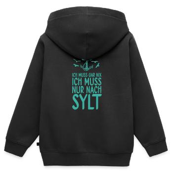 Sylt - Kinder Premium Organic Zip Hoodie - Schwarz - Hinten - AI Model Kid Male (0cm)