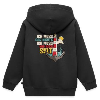 Sylt - Kinder Premium Organic Zip Hoodie - Schwarz - Hinten - AI Model Kid Male (0cm)