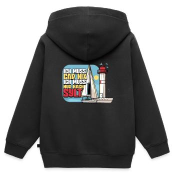 Sylt - Kinder Premium Organic Zip Hoodie - Schwarz - Hinten - AI Model Kid Male (0cm)