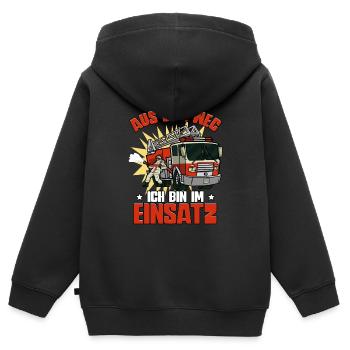 Aus Dem Weg Ich Bin Im Einsatz Feuerwehr - Kinder Premium Organic Zip Hoodie - Schwarz - Hinten - AI Model Kid Male (0cm)