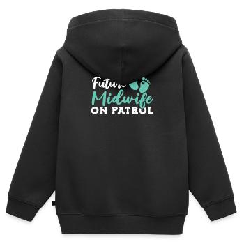 Hebamme Geburtshelfer - Kinder Premium Organic Zip Hoodie - Schwarz - Hinten - AI Model Kid Male (0cm)