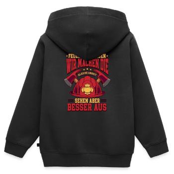 Feuerwehrfrauen Feuerwehrfrau - Kinder Premium Organic Zip Hoodie - Schwarz - Hinten - AI Model Kid Male (0cm)