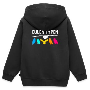 Eulentypen Eule Vögel Uhu Schleiereule - Kinder Premium Organic Zip Hoodie - Schwarz - Hinten - AI Model Kid Male (0cm)