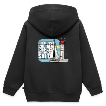 Sylt - Kinder Premium Organic Zip Hoodie - Schwarz - Hinten - AI Model Kid Male (0cm)