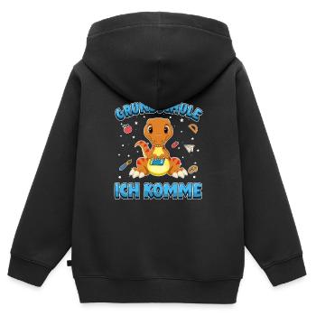 Grundschule ich komme Einschulung 1. Klasse - Kinder Premium Organic Zip Hoodie - Schwarz - Hinten - AI Model Kid Male (0cm)