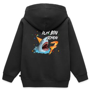 Ich bin schon 7. Kindergeburtstag Hai - Kinder Premium Organic Zip Hoodie - Schwarz - Hinten - AI Model Kid Male (0cm)