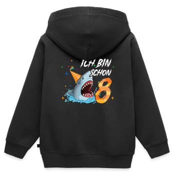Ich bin schon 8. Kindergeburtstag Hai - Kinder Premium Organic Zip Hoodie - Schwarz - Hinten - AI Model Kid Male (0cm)