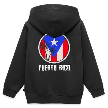 Patriotic Vintage Porto Rico Flag Rican - Sweat Premium à capuche zippé enfant bio - noir - Dos - AI Model Kid Male (0cm)