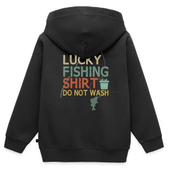 Dies Ist Mein Glückliches Fischereihemd, Waschen - Kinder Premium Organic Zip Hoodie - Schwarz - Hinten - AI Model Kid Male (0cm)