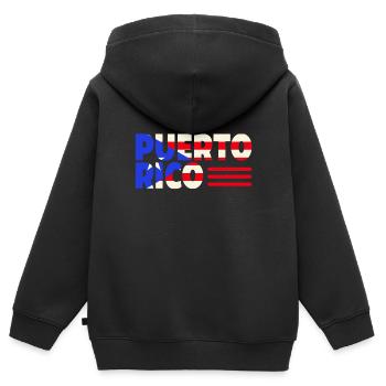 Patriotic Vintage Porto Rico Flag Rican - Sweat Premium à capuche zippé enfant bio - noir - Dos - AI Model Kid Male (0cm)