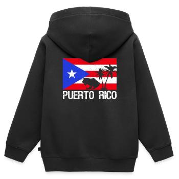 Patriotic Vintage Porto Rico Flag Rican - Sweat Premium à capuche zippé enfant bio - noir - Dos - AI Model Kid Male (0cm)