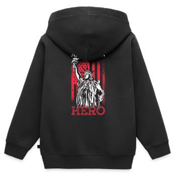 NYC New York City Statue of Liberty Freedom USA - Kinder Premium Organic Zip Hoodie - Schwarz - Hinten - AI Model Kid Male (0cm)