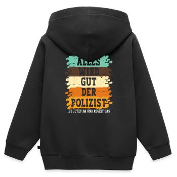 Polizist Polizei - Kinder Premium Organic Zip Hoodie - Schwarz - Hinten - AI Model Kid Male (0cm)