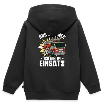 Aus Dem Weg Ich Bin Im Einsatz Feuerwehr - Kinder Premium Organic Zip Hoodie - Schwarz - Hinten - AI Model Kid Male (0cm)