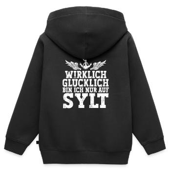 Sylt - Kinder Premium Organic Zip Hoodie - Schwarz - Hinten - AI Model Kid Male (0cm)