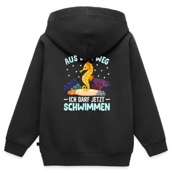 Seepferdchen Abzeichen Seepferdchen bestanden - Kinder Premium Organic Zip Hoodie - Schwarz - Hinten - AI Model Kid Male (0cm)