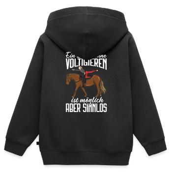 Voltigieren - Kinder Premium Organic Zip Hoodie - Schwarz - Hinten - AI Model Kid Male (0cm)