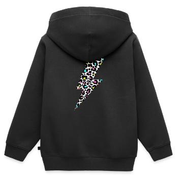 Leopard Lightning bolt, Leopard Print, Leopard Lov - Kids Premium Organic Zip-up Hoodie - black - Back - AI Model Kid Male (0cm)