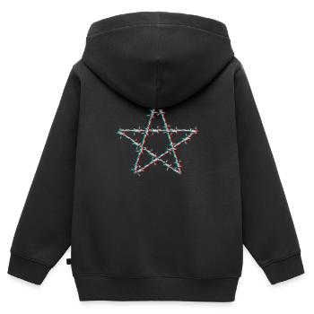 Barbed wire pentagram glitch grunge goth - Kids Premium Organic Zip-up Hoodie - black - Back - AI Model Kid Male (0cm)
