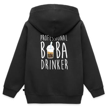 Professional Boba Drinker Shirt Bubble Tea - Kids Premium Organic Zip-up Hoodie - black - Back - AI Model Kid Male (0cm)