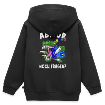 Einschulung Dinosaurier Abi 2034 - Kinder Premium Organic Zip Hoodie - Schwarz - Hinten - AI Model Kid Male (0cm)