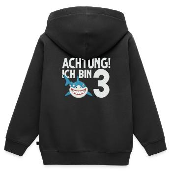 Achtung ich bin 3. Kindergeburtstag Hai - Kinder Premium Organic Zip Hoodie - Schwarz - Hinten - AI Model Kid Male (0cm)