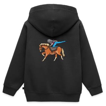 Voltigieren - Kinder Premium Organic Zip Hoodie - Schwarz - Hinten - AI Model Kid Male (0cm)