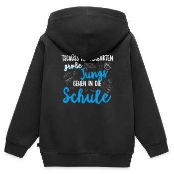 Einschulung Schulanfang Kindergarten Schulstart - Kinder Premium Organic Zip Hoodie - Schwarz - Hinten - AI Model Kid Male (0cm)