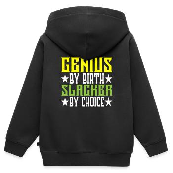 Genius By Birth Slacker By Choice 5 - Kinder Premium Organic Zip Hoodie - Schwarz - Hinten - AI Model Kid Male (0cm)