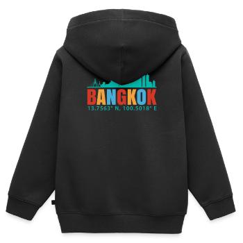 Bangkok - Kinder Premium Organic Zip Hoodie - Schwarz - Hinten - AI Model Kid Male (0cm)