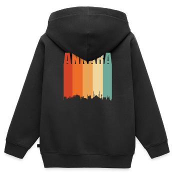 Ankara - Kinder Premium Organic Zip Hoodie - Schwarz - Hinten - AI Model Kid Male (0cm)