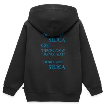 Gel de silice déshydratant Meme Ne pas manger de - Sweat Premium à capuche zippé enfant bio - noir - Dos - AI Model Kid Male (0cm)