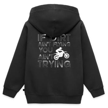 Vintage, Wenn Dreck Nicht Flieg - Kinder Premium Organic Zip Hoodie - Schwarz - Hinten - AI Model Kid Male (0cm)