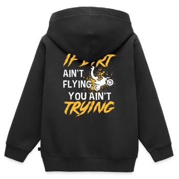 Vintage, Wenn Dreck Nicht Flieg - Kinder Premium Organic Zip Hoodie - Schwarz - Hinten - AI Model Kid Male (0cm)