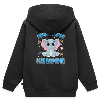 Grundschule ich komme Einschulung 1. Klasse - Kinder Premium Organic Zip Hoodie - Schwarz - Hinten - AI Model Kid Male (0cm)