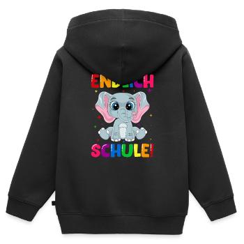 Endlich Schule Elefant Einschulung Schulkind - Kinder Premium Organic Zip Hoodie - Schwarz - Hinten - AI Model Kid Male (0cm)