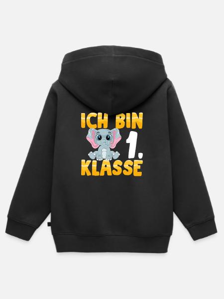 Ich bin 1. Klasse - Kinder Premium Organic Zip Hoodie - Schwarz