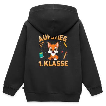 Aufstieg 1. Klasse Fuchs Schulkind Schulstart - Kinder Premium Organic Zip Hoodie - Schwarz - Hinten - AI Model Kid Male (0cm)
